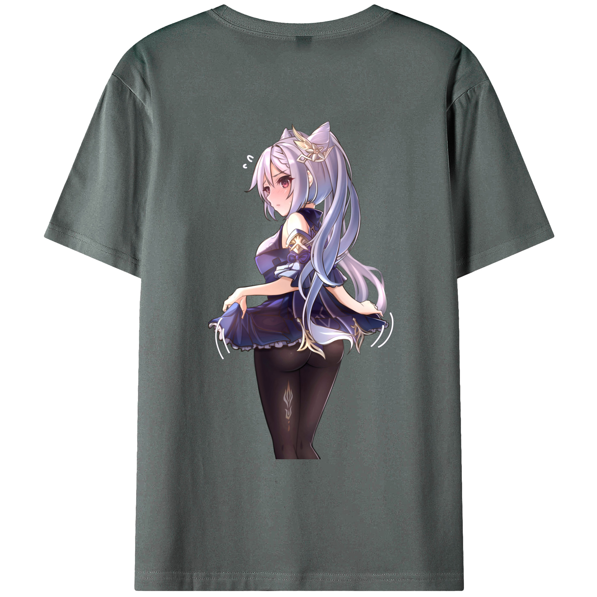 げんし神 刻晴 こくせい genshin Kokusei 綿100％ メンズ半袖Tシャツ（バックプリント） 通気性